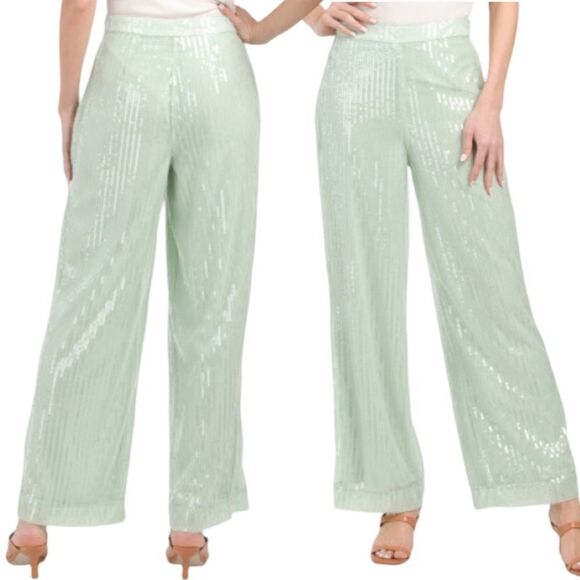 House of Harlow 1960 Sequin Side Zip Wide Leg Pants Sz 2 - Picture 1 of 8